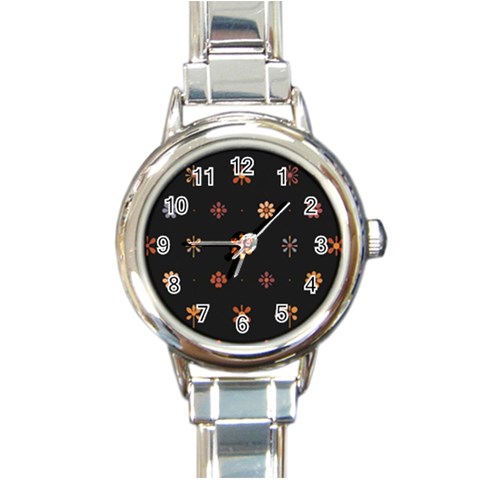 Minimalist Pattern With Simple Lines,flower And Shapes, Creating A Clean And Modern Round Italian Charm Watch from ArtsNow.com Front