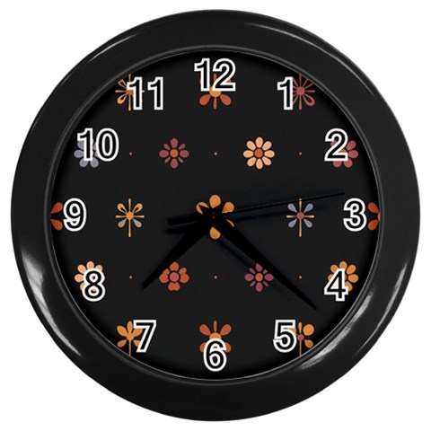 Minimalist Pattern With Simple Lines,flower And Shapes, Creating A Clean And Modern Wall Clock (Black) from ArtsNow.com Front