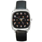 Minimalist Pattern With Simple Lines,flower And Shapes, Creating A Clean And Modern Square Metal Watch