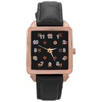 Minimalist Pattern With Simple Lines,flower And Shapes, Creating A Clean And Modern Rose Gold Leather Watch 