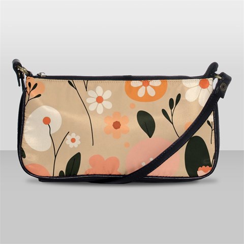 Minimalist Pattern With Simple Lines,flower And Shapes, Creating A Clean And Modern Shoulder Clutch Bag from ArtsNow.com Front