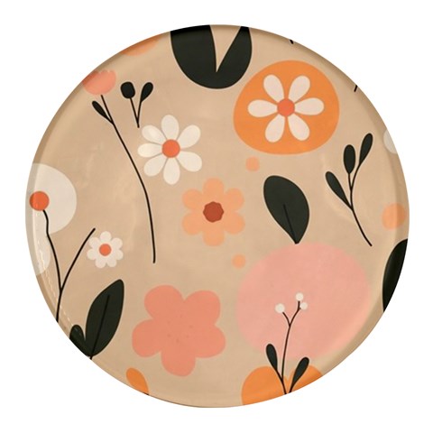 Minimalist Pattern With Simple Lines,flower And Shapes, Creating A Clean And Modern Round Glass Fridge Magnet (4 pack) from ArtsNow.com Front