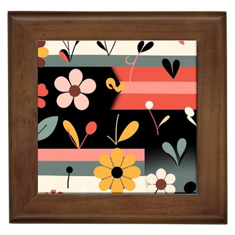 Minimalist Pattern With Simple Lines,flower And Shapes, Creating A Clean And Modern Framed Tile from ArtsNow.com Front