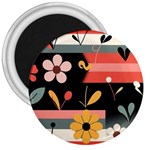  Minimalist Pattern With Simple Lines,flower And Shapes, Creating A Clean And Modern 3  Magnets