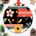  Minimalist Pattern With Simple Lines,flower And Shapes, Creating A Clean And Modern Ornament (Round)