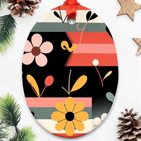 Minimalist Pattern With Simple Lines,flower And Shapes, Creating A Clean And Modern Ornament (Oval) from ArtsNow.com Front