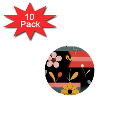 Minimalist Pattern With Simple Lines,flower And Shapes, Creating A Clean And Modern 1  Mini Buttons (10 pack)  from ArtsNow.com Front