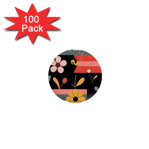 Minimalist Pattern With Simple Lines,flower And Shapes, Creating A Clean And Modern 1  Mini Buttons (100 pack)  from ArtsNow.com Front