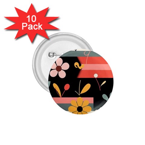 Minimalist Pattern With Simple Lines,flower And Shapes, Creating A Clean And Modern 1.75  Buttons (10 pack) from ArtsNow.com Front