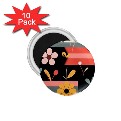 Minimalist Pattern With Simple Lines,flower And Shapes, Creating A Clean And Modern 1.75  Magnets (10 pack)  from ArtsNow.com Front