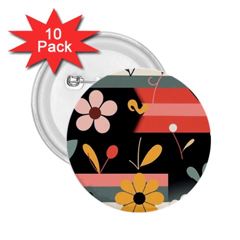 Minimalist Pattern With Simple Lines,flower And Shapes, Creating A Clean And Modern 2.25  Buttons (10 pack)  from ArtsNow.com Front