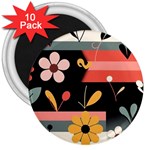  Minimalist Pattern With Simple Lines,flower And Shapes, Creating A Clean And Modern 3  Magnets (10 pack) 