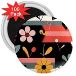  Minimalist Pattern With Simple Lines,flower And Shapes, Creating A Clean And Modern 3  Magnets (100 pack)