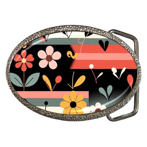 Minimalist Pattern With Simple Lines,flower And Shapes, Creating A Clean And Modern Belt Buckles from ArtsNow.com Front