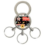  Minimalist Pattern With Simple Lines,flower And Shapes, Creating A Clean And Modern 3-Ring Key Chain