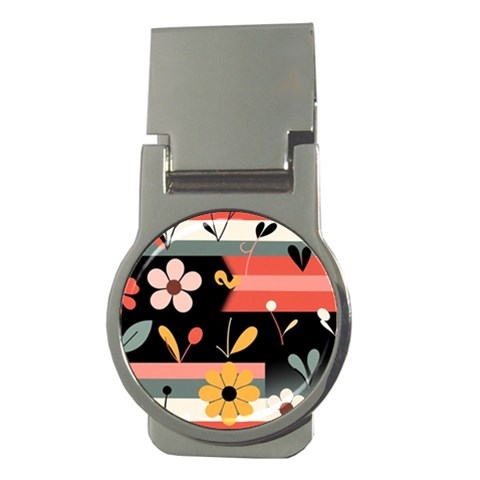 Minimalist Pattern With Simple Lines,flower And Shapes, Creating A Clean And Modern Money Clips (Round)  from ArtsNow.com Front