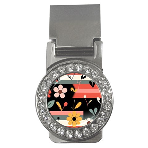 Minimalist Pattern With Simple Lines,flower And Shapes, Creating A Clean And Modern Money Clips (CZ)  from ArtsNow.com Front