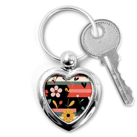 Minimalist Pattern With Simple Lines,flower And Shapes, Creating A Clean And Modern Key Chain (Heart) from ArtsNow.com Front