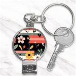  Minimalist Pattern With Simple Lines,flower And Shapes, Creating A Clean And Modern Nail Clippers Key Chain