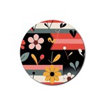  Minimalist Pattern With Simple Lines,flower And Shapes, Creating A Clean And Modern Rubber Coaster (Round)