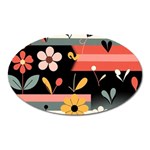  Minimalist Pattern With Simple Lines,flower And Shapes, Creating A Clean And Modern Oval Magnet