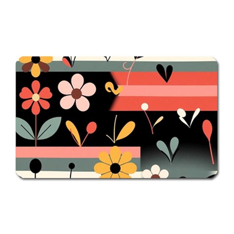 Minimalist Pattern With Simple Lines,flower And Shapes, Creating A Clean And Modern Magnet (Rectangular) from ArtsNow.com Front