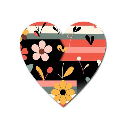 Minimalist Pattern With Simple Lines,flower And Shapes, Creating A Clean And Modern Heart Magnet from ArtsNow.com Front