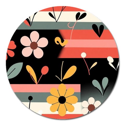 Minimalist Pattern With Simple Lines,flower And Shapes, Creating A Clean And Modern Magnet 5  (Round) from ArtsNow.com Front