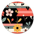  Minimalist Pattern With Simple Lines,flower And Shapes, Creating A Clean And Modern Magnet 5  (Round)