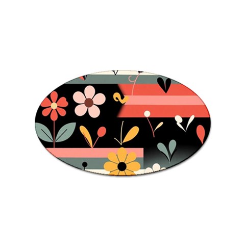 Minimalist Pattern With Simple Lines,flower And Shapes, Creating A Clean And Modern Sticker Oval (10 pack) from ArtsNow.com Front