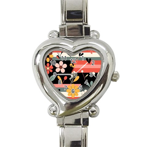 Minimalist Pattern With Simple Lines,flower And Shapes, Creating A Clean And Modern Heart Italian Charm Watch from ArtsNow.com Front