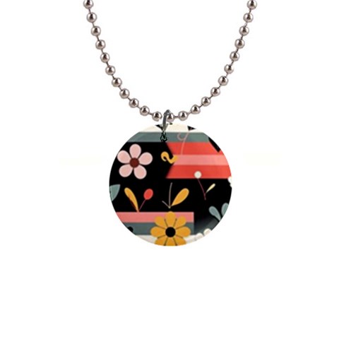 Minimalist Pattern With Simple Lines,flower And Shapes, Creating A Clean And Modern 1  Button Necklace from ArtsNow.com Front