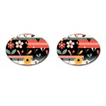  Minimalist Pattern With Simple Lines,flower And Shapes, Creating A Clean And Modern Cufflinks (Oval)