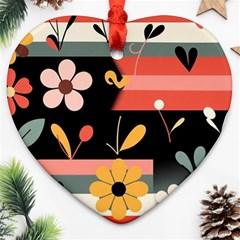 Minimalist Pattern With Simple Lines,flower And Shapes, Creating A Clean And Modern Heart Ornament (Two Sides) from ArtsNow.com Front