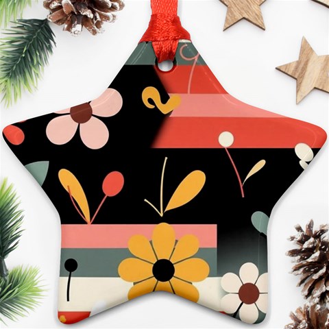 Minimalist Pattern With Simple Lines,flower And Shapes, Creating A Clean And Modern Star Ornament (Two Sides) from ArtsNow.com Front