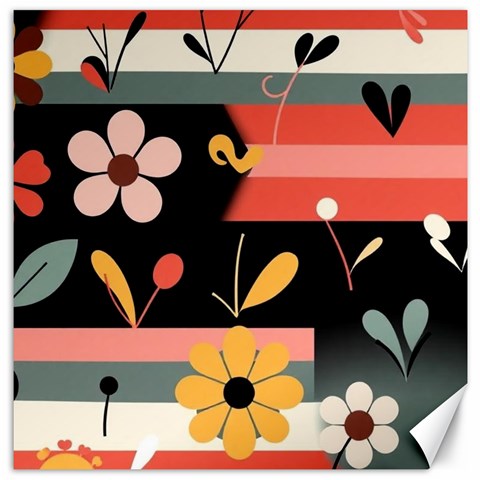 Minimalist Pattern With Simple Lines,flower And Shapes, Creating A Clean And Modern Canvas 12  x 12  from ArtsNow.com 11.4 x11.56  Canvas - 1