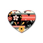  Minimalist Pattern With Simple Lines,flower And Shapes, Creating A Clean And Modern Rubber Heart Coaster (4 pack)