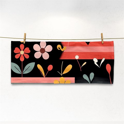 Minimalist Pattern With Simple Lines,flower And Shapes, Creating A Clean And Modern Hand Towel from ArtsNow.com Front