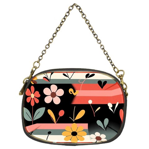 Minimalist Pattern With Simple Lines,flower And Shapes, Creating A Clean And Modern Chain Purse (One Side) from ArtsNow.com Front