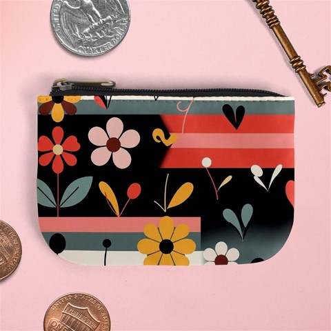 Minimalist Pattern With Simple Lines,flower And Shapes, Creating A Clean And Modern Mini Coin Purse from ArtsNow.com Front