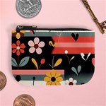  Minimalist Pattern With Simple Lines,flower And Shapes, Creating A Clean And Modern Mini Coin Purse