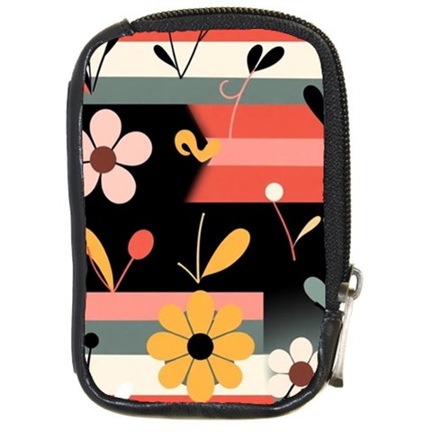 Minimalist Pattern With Simple Lines,flower And Shapes, Creating A Clean And Modern Compact Camera Leather Case from ArtsNow.com Front