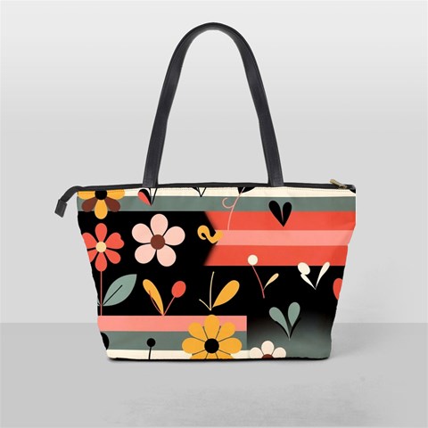 Minimalist Pattern With Simple Lines,flower And Shapes, Creating A Clean And Modern Classic Shoulder Handbag from ArtsNow.com Back