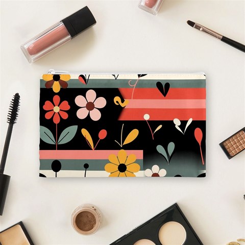 Minimalist Pattern With Simple Lines,flower And Shapes, Creating A Clean And Modern Cosmetic Bag (Medium) from ArtsNow.com Front