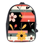  Minimalist Pattern With Simple Lines,flower And Shapes, Creating A Clean And Modern School Bag (Large)