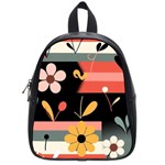  Minimalist Pattern With Simple Lines,flower And Shapes, Creating A Clean And Modern School Bag (Small)