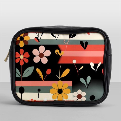 Minimalist Pattern With Simple Lines,flower And Shapes, Creating A Clean And Modern Mini Toiletries Bag (One Side) from ArtsNow.com Front