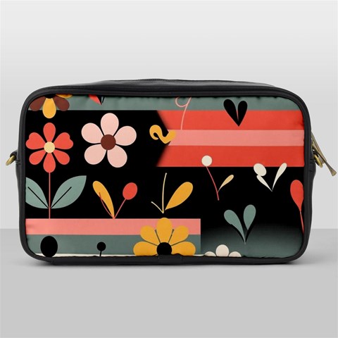 Minimalist Pattern With Simple Lines,flower And Shapes, Creating A Clean And Modern Toiletries Bag (One Side) from ArtsNow.com Front