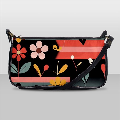 Minimalist Pattern With Simple Lines,flower And Shapes, Creating A Clean And Modern Shoulder Clutch Bag from ArtsNow.com Front