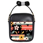  Minimalist Pattern With Simple Lines,flower And Shapes, Creating A Clean And Modern Girls Sling Bag